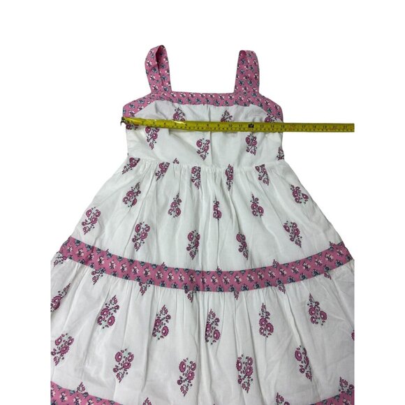 J Crew  Cottage Core Size 6P Tiered Midi Dress White Pink Floral - Picture 3 of 8